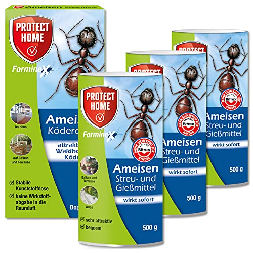 Protect Home 3x 500g FormineX Ameisen Streu-/Gießmittel N + 2 Stück Ameisenköderdose von Wohnkult
