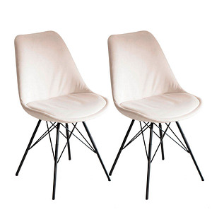 2 WOHNLING Esszimmerstühle WL6.991 beige Stoff von Wohnling