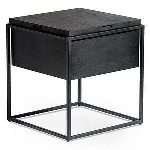 WOHNLING Beistelltisch Massivholz schwarz 47,0 x 47,0 x 51,0 cm von Wohnling