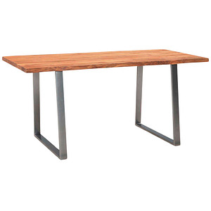WOHNLING Esstisch akazie rechteckig, Trapez-Gestell chrom, 140,0 x 80,0 x 76,0 cm von Wohnling