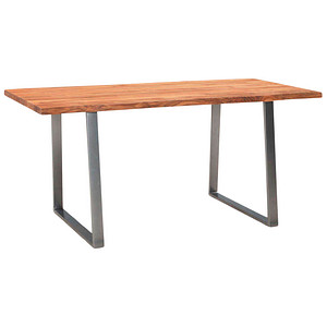 WOHNLING Esstisch akazie rechteckig, Trapez-Gestell chrom, 160,0 x 80,0 x 76,0 cm von Wohnling