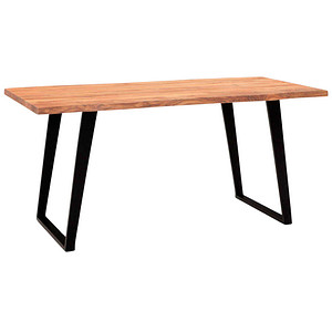WOHNLING Esstisch akazie rechteckig, U-Fuß-Gestell schwarz, 140,0 x 80,0 x 76,0 cm von Wohnling