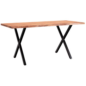 WOHNLING Esstisch akazie rechteckig, X-Fuß-Gestell schwarz, 180,0 x 90,0 x 76,0 cm von Wohnling