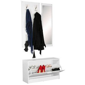 WOHNLING Garderoben-Set WL5.166 weiß Holz 4 Haken 80,0 x 180,0 cm von Wohnling