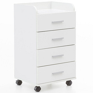 WOHNLING Rollcontainer weiß 4 Auszüge 40,0 x 33,0 x 70,5 cm von Wohnling