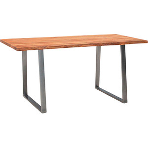 WOHNLING Schreibtisch akazie rechteckig, Trapez-Gestell silber 140,0 x 80,0 cm WOHNLING Schreibtisch akazie rechteckig, Trapez-Gestell silber 140,0 x 80,0 cm von Wohnling
