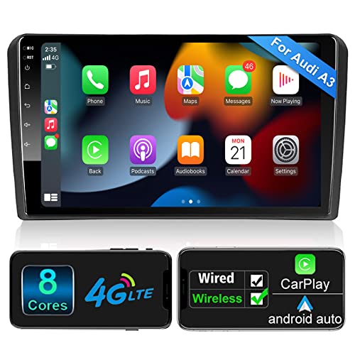 Android 10 Autoradio Wireless CarPlay Wireless Android Auto für Audi_A3 S3 RS3 2GB+32GB 9 Zoll QLED Bildschirm AM FM RDS Radio WiFi Doppeltes Bluetooth Audio Auto Stereo mit Navigation von Woibugee