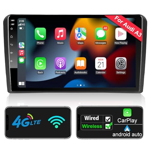Android Autoradio CarPlay & Android Auto für Audi_A3 S3 RS3 2GB+32GB 9 Zoll QLED Bildschirm AM FM RDS Radio WiFi Bluetooth Autoradio mit Navi Bluetooth Freisprecheinrichtung von Woibugee