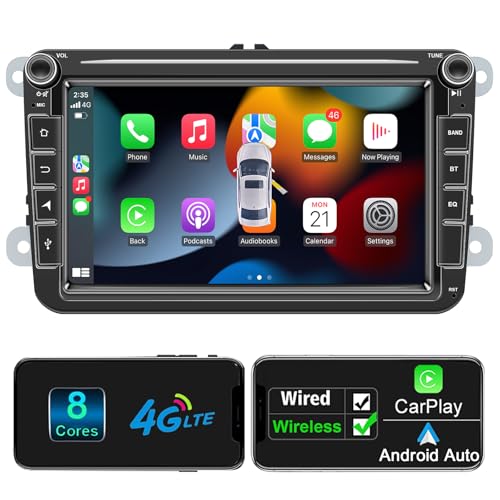 Android Autoradio mit Navi Bildschirm für VW Golf 5 6 Seat Passat Sharan Tiguan, Wireless Android Auto 8 Core 4G+64G Golf Radio Carplay, 8 Zoll VW Polo T5 Caddy Radio Bluetooth RDS FM GPS WiFi Android Autoradio mit Navi Bildschirm für VW Golf 5 6 Seat Passat Sharan Tiguan, Wireless Android Auto 8 Core 4G+64G Golf Radio Carplay, 8 Zoll VW Polo T5 Caddy Radio Bluetooth RDS FM GPS WiFi von Woibugee
