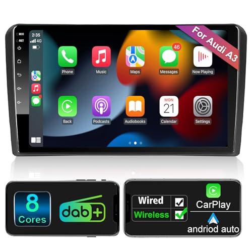 Android Autoradio mit Navi DAB+ 9 Zoll Bildschirm für Audi A3 S3 CarPlay Wireless & Android Auto Wireless 8 Core 2+32G, Auto Radio Touch Display 4G WiFi AM/FM RDS Bluetooth Rückfahrkamera Android Autoradio mit Navi DAB+ 9 Zoll Bildschirm für Audi A3 S3 CarPlay Wireless & Android Auto Wireless 8 Core 2+32G, Auto Radio Touch Display 4G WiFi AM/FM RDS Bluetooth Rückfahrkamera von Woibugee