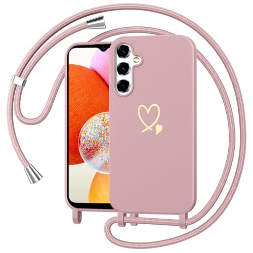 Woijrly Handykette Handyhülle für Samsung Galaxy A14 5G Hülle mit Band Kette, Dünn TPU Silikon Herz Motiv Necklace Case mit Kordel zum Umhängen Abnehmbar Stoßfest Schutzhülle für Samsung A14 5G, Rosa Woijrly Handykette Handyhülle für Samsung Galaxy A14 5G Hülle mit Band Kette, Dünn TPU Silikon Herz Motiv Necklace Case mit Kordel zum Umhängen Abnehmbar Stoßfest Schutzhülle für Samsung A14 5G, Rosa von Woijrly