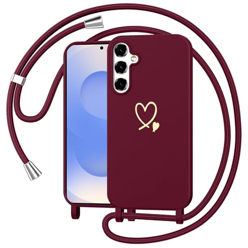 Woijrly Handykette Handyhülle für Samsung Galaxy S25 Hülle mit Band Kette, Ultra Dünn TPU Silikon Herz Motiv Necklace Case mit Kordel zum Umhängen Abnehmbar Stoßfest Schutzhülle für Samsung S25, Rot Woijrly Handykette Handyhülle für Samsung Galaxy S25 Hülle mit Band Kette, Ultra Dünn TPU Silikon Herz Motiv Necklace Case mit Kordel zum Umhängen Abnehmbar Stoßfest Schutzhülle für Samsung S25, Rot von Woijrly