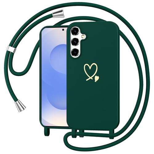 Woijrly Handykette Handyhülle für Samsung Galaxy S25 Hülle mit Band Kette, Ultra Dünn TPU Silikon Herz Motiv Necklace Case mit Kordel zum Umhängen Abnehmbar Stoßfest Schutzhülle für Samsung S25, Grün Woijrly Handykette Handyhülle für Samsung Galaxy S25 Hülle mit Band Kette, Ultra Dünn TPU Silikon Herz Motiv Necklace Case mit Kordel zum Umhängen Abnehmbar Stoßfest Schutzhülle für Samsung S25, Grün von Woijrly