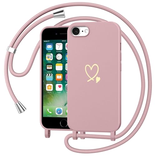 Woijrly Handykette Handyhülle für iPhone 8/iPhone SE 2020/iPhone 7/SE 2022 Hülle mit Band Kette, TPU Silikon Herz Motiv Necklace Case mit Kordel zum Umhängen Abnehmbar Stoßfest Schutzhülle, Rosa Woijrly Handykette Handyhülle für iPhone 8/iPhone SE 2020/iPhone 7/SE 2022 Hülle mit Band Kette, TPU Silikon Herz Motiv Necklace Case mit Kordel zum Umhängen Abnehmbar Stoßfest Schutzhülle, Rosa von Woijrly