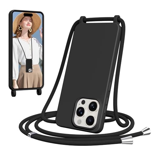 Woijrly Handykette für iPhone 14 Pro Hülle mit Band, Weiche TPU Silikon Necklace Handyhülle mit Abnehmbar Kordel, Verstellbar, Stossfest Handy Schutzhülle für iPhone 14 Pro, Schwarz Woijrly Handykette für iPhone 14 Pro Hülle mit Band, Weiche TPU Silikon Necklace Handyhülle mit Abnehmbar Kordel, Verstellbar, Stossfest Handy Schutzhülle für iPhone 14 Pro, Schwarz von Woijrly