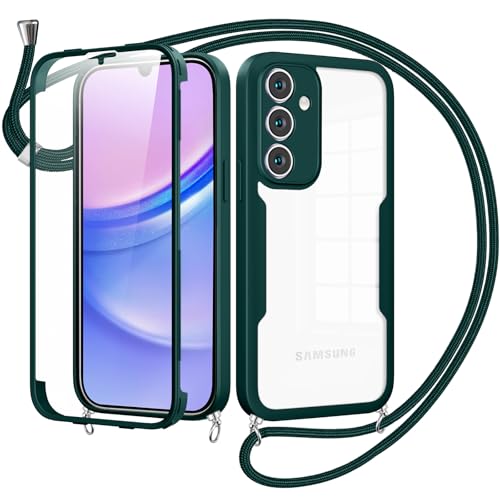Woijrly Handykette mit Band für Samsung Galaxy A15 4G/5G Hülle - Necklace HandyHülle,Eingebautem Schutzfolie Anti-Kratzer,360 Grad Displayschutz Ganzkörper Robuste Case Transparente für A15 4G/5G-Grün Woijrly Handykette mit Band für Samsung Galaxy A15 4G/5G Hülle - Necklace HandyHülle,Eingebautem Schutzfolie Anti-Kratzer,360 Grad Displayschutz Ganzkörper Robuste Case Transparente für A15 4G/5G-Grün von Woijrly