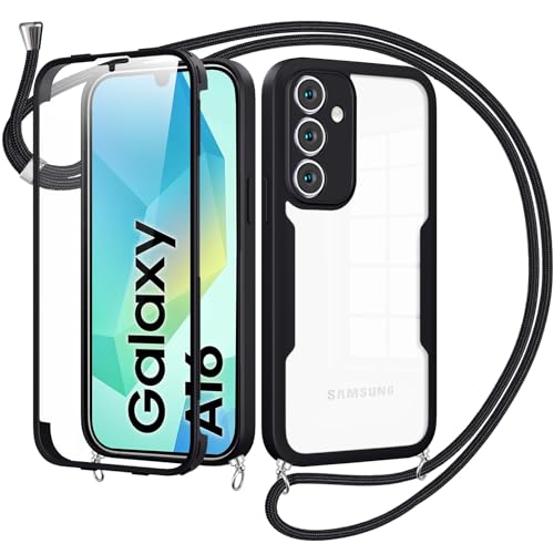 Woijrly Handykette mit Band für Samsung Galaxy A16 5G Hülle - Necklace HandyHülle,Eingebautem Schutzfolie Anti-Kratzer,360 Grad Displayschutz Ganzkörper Robuste Case Transparente für A16 5G-Schwarz Woijrly Handykette mit Band für Samsung Galaxy A16 5G Hülle - Necklace HandyHülle,Eingebautem Schutzfolie Anti-Kratzer,360 Grad Displayschutz Ganzkörper Robuste Case Transparente für A16 5G-Schwarz von Woijrly