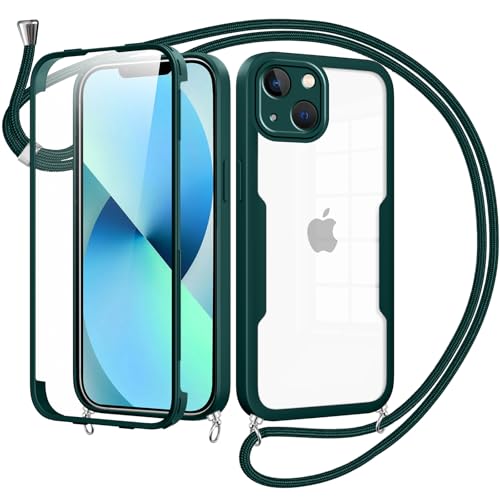 Woijrly Handykette mit Band für iPhone 13 Hülle - Necklace HandyHülle,Eingebautem Schutzfolie Anti-Kratzer,360 Grad Displayschutz Ganzkörper Robuste Case Transparente Stoßfest für iPhone 13-Grün Woijrly Handykette mit Band für iPhone 13 Hülle - Necklace HandyHülle,Eingebautem Schutzfolie Anti-Kratzer,360 Grad Displayschutz Ganzkörper Robuste Case Transparente Stoßfest für iPhone 13-Grün von Woijrly