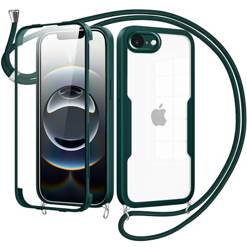 Woijrly Handykette mit Band für iPhone 16E Hülle - Necklace HandyHülle,Eingebautem Schutzfolie Anti-Kratzer,360 Grad Displayschutz Ganzkörper Robuste Case Transparente Stoßfest für iPhone 16E-Grün Woijrly Handykette mit Band für iPhone 16E Hülle - Necklace HandyHülle,Eingebautem Schutzfolie Anti-Kratzer,360 Grad Displayschutz Ganzkörper Robuste Case Transparente Stoßfest für iPhone 16E-Grün von Woijrly