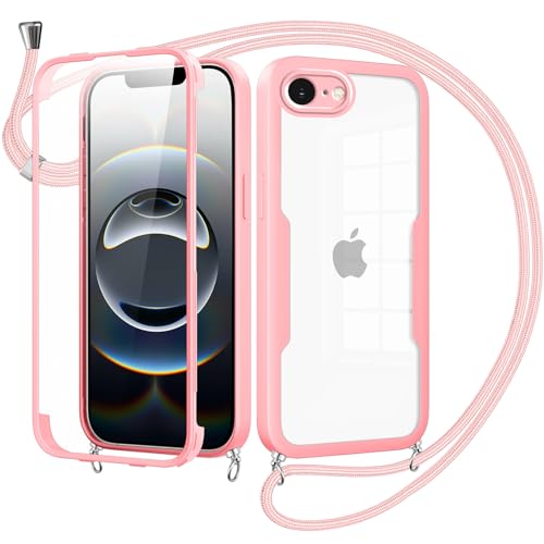 Woijrly Handykette mit Band für iPhone 16E Hülle - Necklace HandyHülle,Eingebautem Schutzfolie Anti-Kratzer,360 Grad Displayschutz Ganzkörper Robuste Case Transparente Stoßfest für iPhone 16E-Pink Woijrly Handykette mit Band für iPhone 16E Hülle - Necklace HandyHülle,Eingebautem Schutzfolie Anti-Kratzer,360 Grad Displayschutz Ganzkörper Robuste Case Transparente Stoßfest für iPhone 16E-Pink von Woijrly