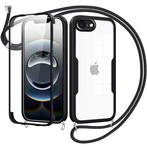 Woijrly Handykette mit Band für iPhone 16E Hülle - Necklace HandyHülle,Eingebautem Schutzfolie Anti-Kratzer,360 Grad Displayschutz Ganzkörper Robuste Case Transparente Stoßfest für iPhone 16E-Schwarz Woijrly Handykette mit Band für iPhone 16E Hülle - Necklace HandyHülle,Eingebautem Schutzfolie Anti-Kratzer,360 Grad Displayschutz Ganzkörper Robuste Case Transparente Stoßfest für iPhone 16E-Schwarz von Woijrly