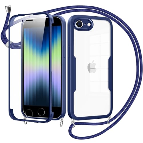 Woijrly Handykette mit Band für iPhone 8/SE 2020/7/SE 2022 Hülle - Necklace HandyHülle,Eingebautem Schutzfolie Anti-Kratzer,360 Grad Displayschutz Ganzkörper Robuste Case Transparente Stoßfest-Blau Woijrly Handykette mit Band für iPhone 8/SE 2020/7/SE 2022 Hülle - Necklace HandyHülle,Eingebautem Schutzfolie Anti-Kratzer,360 Grad Displayschutz Ganzkörper Robuste Case Transparente Stoßfest-Blau von Woijrly
