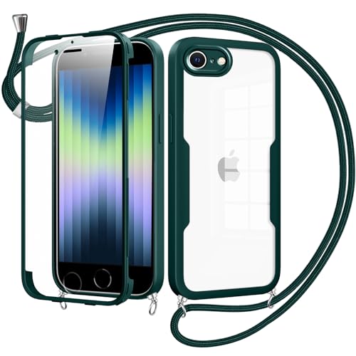 Woijrly Handykette mit Band für iPhone 8/SE 2020/7/SE 2022 Hülle - Necklace HandyHülle,Eingebautem Schutzfolie Anti-Kratzer,360 Grad Displayschutz Ganzkörper Robuste Case Transparente Stoßfest-Grün Woijrly Handykette mit Band für iPhone 8/SE 2020/7/SE 2022 Hülle - Necklace HandyHülle,Eingebautem Schutzfolie Anti-Kratzer,360 Grad Displayschutz Ganzkörper Robuste Case Transparente Stoßfest-Grün von Woijrly