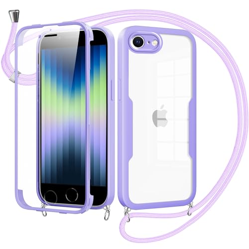 Woijrly Handykette mit Band für iPhone 8/SE 2020/7/SE 2022 Hülle - Necklace HandyHülle,Eingebautem Schutzfolie Anti-Kratzer,360 Grad Displayschutz Ganzkörper Robuste Case Transparente Stoßfest-Violett Woijrly Handykette mit Band für iPhone 8/SE 2020/7/SE 2022 Hülle - Necklace HandyHülle,Eingebautem Schutzfolie Anti-Kratzer,360 Grad Displayschutz Ganzkörper Robuste Case Transparente Stoßfest-Violett von Woijrly