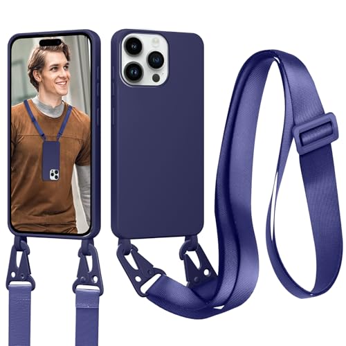 Woijrly Kompatibel mit iPhone 14 Pro Handykette Hülle, Necklace Handyhülle für iPhone 14 Pro mit zum Umhängen Kordel Schnur, Stoßfest Weich Silikon Schutzhülle Case mit Band,Dunkelblau Woijrly Kompatibel mit iPhone 14 Pro Handykette Hülle, Necklace Handyhülle für iPhone 14 Pro mit zum Umhängen Kordel Schnur, Stoßfest Weich Silikon Schutzhülle Case mit Band,Dunkelblau von Woijrly