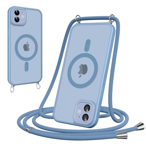 Woijrly Magnetische Handykette mit Band für iPhone 12 Hülle - Necklace HandyHülle Durchscheinende mit Kameraschutz, justierbarer und Abnehmbarer Kette, Crossbody Magnet Clear Cover, Hellblau Woijrly Magnetische Handykette mit Band für iPhone 12 Hülle - Necklace HandyHülle Durchscheinende mit Kameraschutz, justierbarer und Abnehmbarer Kette, Crossbody Magnet Clear Cover, Hellblau von Woijrly