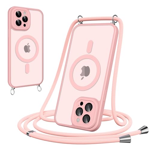 Woijrly Magnetische Handykette mit Band für iPhone 13 Pro Hülle - Necklace HandyHülle Durchscheinende mit Kameraschutz, justierbarer und Abnehmbarer Kette, Crossbody Magnet Clear Cover, Rosa Woijrly Magnetische Handykette mit Band für iPhone 13 Pro Hülle - Necklace HandyHülle Durchscheinende mit Kameraschutz, justierbarer und Abnehmbarer Kette, Crossbody Magnet Clear Cover, Rosa von Woijrly