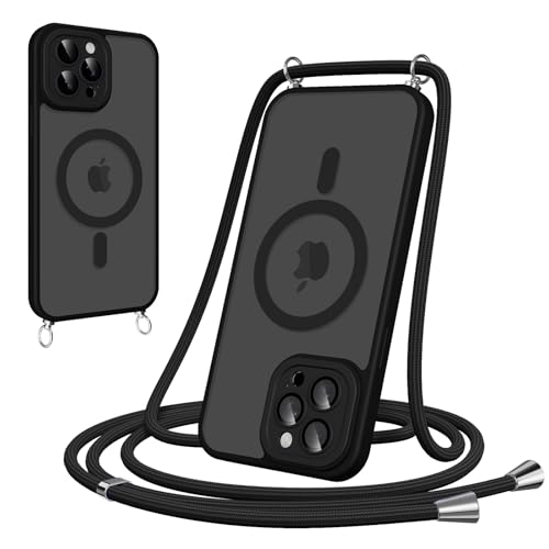 Woijrly Magnetische Handykette mit Band für iPhone 14 Pro Max Hülle - Necklace HandyHülle Durchscheinende mit Kameraschutz, justierbarer und Abnehmbarer Kette, Crossbody Magnet Clear Cover, Schwarz Woijrly Magnetische Handykette mit Band für iPhone 14 Pro Max Hülle - Necklace HandyHülle Durchscheinende mit Kameraschutz, justierbarer und Abnehmbarer Kette, Crossbody Magnet Clear Cover, Schwarz von Woijrly