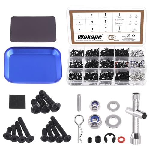 Wokape 502Pcs Universal RC Schraube Kit Sortiment Set, RC Schraube Kit Reparatur Werkzeug, M3 M4 Hex Schrauben Mutter Shell Schnalle Hardware Befestigung für 1/8 1/10 1/12 Skala Autos LKW Crawler DIY Wokape 502Pcs Universal RC Schraube Kit Sortiment Set, RC Schraube Kit Reparatur Werkzeug, M3 M4 Hex Schrauben Mutter Shell Schnalle Hardware Befestigung für 1/8 1/10 1/12 Skala Autos LKW Crawler DIY von Wokape