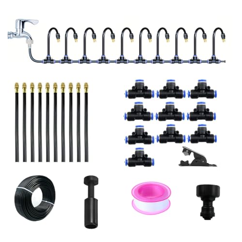 Automatisches Bewässerungssystem mit 10 biegbaren zerstäubenden Kupferdüsen und 50 Fuß 5/16 Zoll Schlauch, 360° gebogenes Tropfbewässerungssystem Kit für Gewächshaus, Hof, Rasen, Pflanzenbewässerung Automatisches Bewässerungssystem mit 10 biegbaren zerstäubenden Kupferdüsen und 50 Fuß 5/16 Zoll Schlauch, 360° gebogenes Tropfbewässerungssystem Kit für Gewächshaus, Hof, Rasen, Pflanzenbewässerung von Wokyo