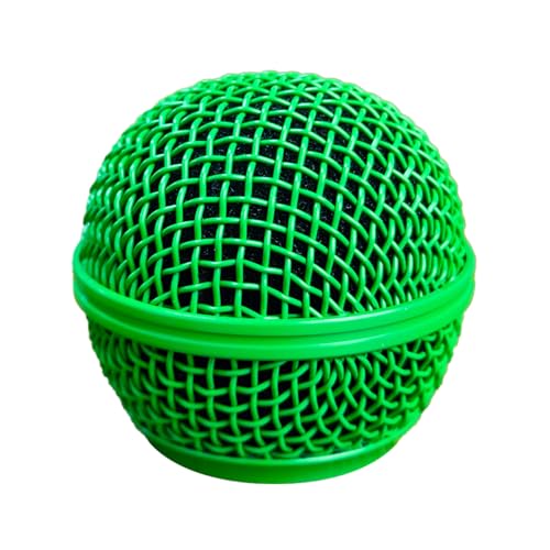 Mikrofonkopf-Ersatzabdeckung, Stahlgeflecht, Mikrofongitter, Mikrofon-Kugelkopf-Pop-Filter mit Innenschaum, passend für Shure SM58 SM58S, SM58LC Windschutzscheibenabdeckung (grün, 1 Stück) von Wokyo