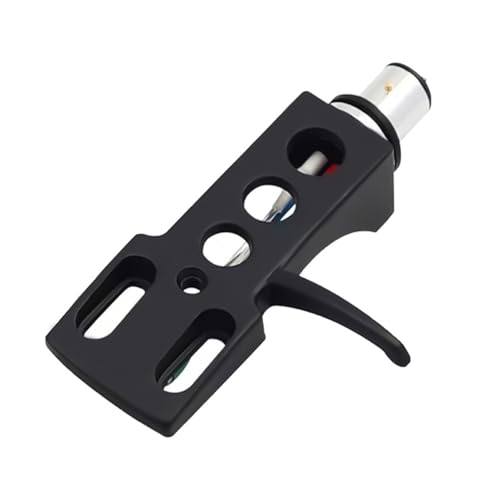Universal LP Plattenspieler Phono Headshell Halterung, Aluminiumlegierung Phono Headshell Mount Ersatz mit 4 Verbindungsdrähten, Phonograph Patronenhalter für Plattenspieler (Schwarz) von Wokyo