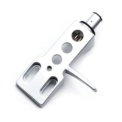 Universal LP Plattenspieler Phono Headshell Halterung, Aluminiumlegierung Phono Headshell Mount Ersatz mit 4 Verbindungsdrähten, Phonograph Patronenhalter für Plattenspieler (Silber) von Wokyo