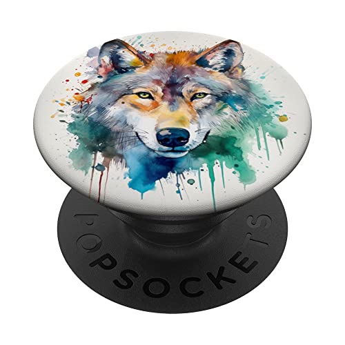Wolf Design im Aquarell Style PopSockets mit austauschbarem PopGrip Wolf Design im Aquarell Style PopSockets mit austauschbarem PopGrip von Wolf Designs