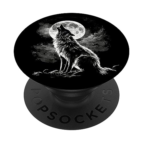Heulender Wolf vor dem Mond PopSockets Klebender PopGrip Heulender Wolf vor dem Mond PopSockets Klebender PopGrip von Wolf Merch
