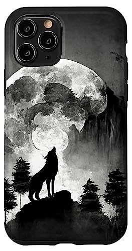 Hülle für iPhone 11 Pro Heulender Wolf vor dem Mond mit Bergen Hülle für iPhone 11 Pro Heulender Wolf vor dem Mond mit Bergen von Wolf Merch