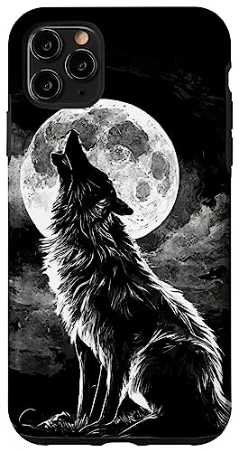 Hülle für iPhone 11 Pro Max Heulender Wolf vor dem Mond von Wolf Merch