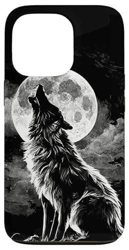 Hülle für iPhone 13 Pro Heulender Wolf vor dem Mond von Wolf Merch