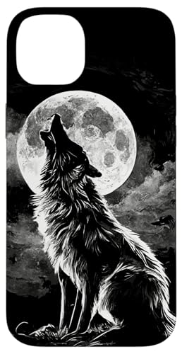 Hülle für iPhone 14 Plus Heulender Wolf vor dem Mond Hülle für iPhone 14 Plus Heulender Wolf vor dem Mond von Wolf Merch