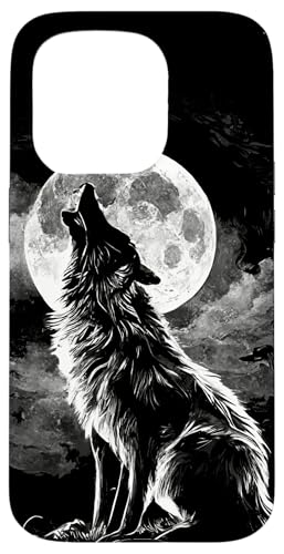 Hülle für iPhone 15 Pro Heulender Wolf vor dem Mond von Wolf Merch