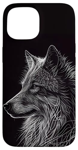 Hülle für iPhone 15 Wolf Zeichnung dünne weiße Linien Grafik Hülle für iPhone 15 Wolf Zeichnung dünne weiße Linien Grafik von Wolf Merch
