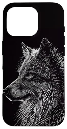 Hülle für iPhone 16 Pro Wolf Zeichnung dünne weiße Linien Grafik Hülle für iPhone 16 Pro Wolf Zeichnung dünne weiße Linien Grafik von Wolf Merch