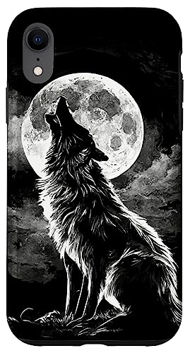 Hülle für iPhone XR Heulender Wolf vor dem Mond von Wolf Merch