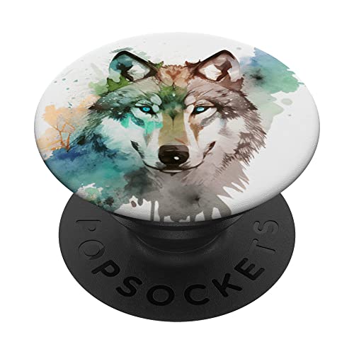 Wolf Portrait Aquarell PopSockets mit austauschbarem PopGrip Wolf Portrait Aquarell PopSockets mit austauschbarem PopGrip von Wolf Merch