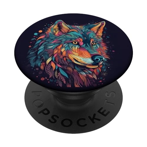 Wolf bunte Illustration Grafik PopSockets mit austauschbarem PopGrip Wolf bunte Illustration Grafik PopSockets mit austauschbarem PopGrip von Wolf Merch