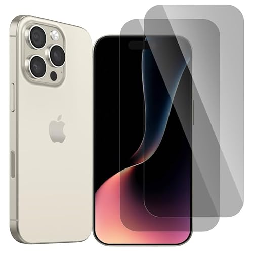 WolfFancy 【2 Stück】 für Anti Spy Schutzfolie iPhone 16 Pro Blickschutz Panzerglas, Verschleißfest Folie iPhone 16 Pro Privacy Displayschutz, Hohe Klarheit Hohe Auflösung Schutzglas Panzerfolie von WolfFancy